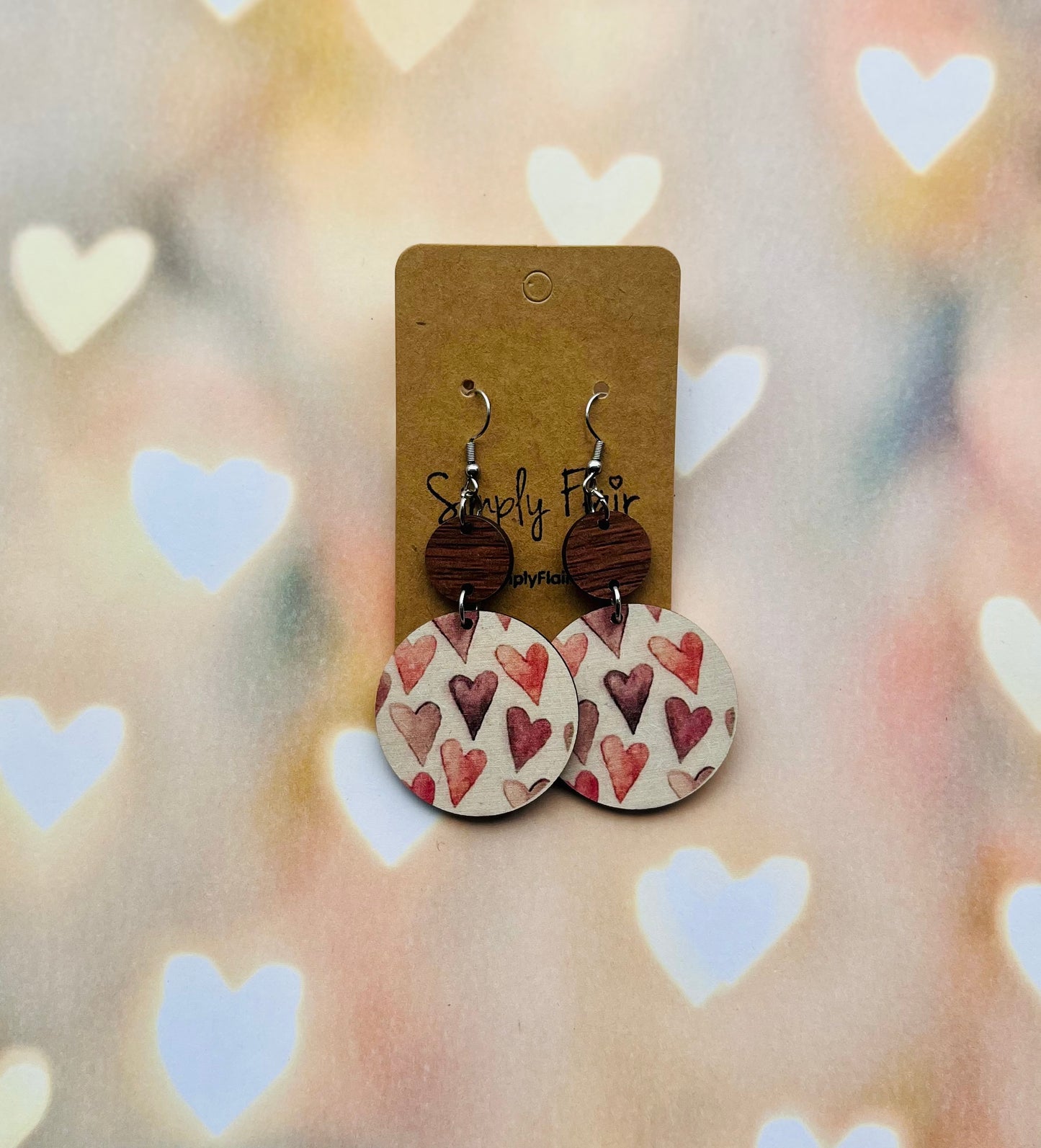 Wood Heart Earrings