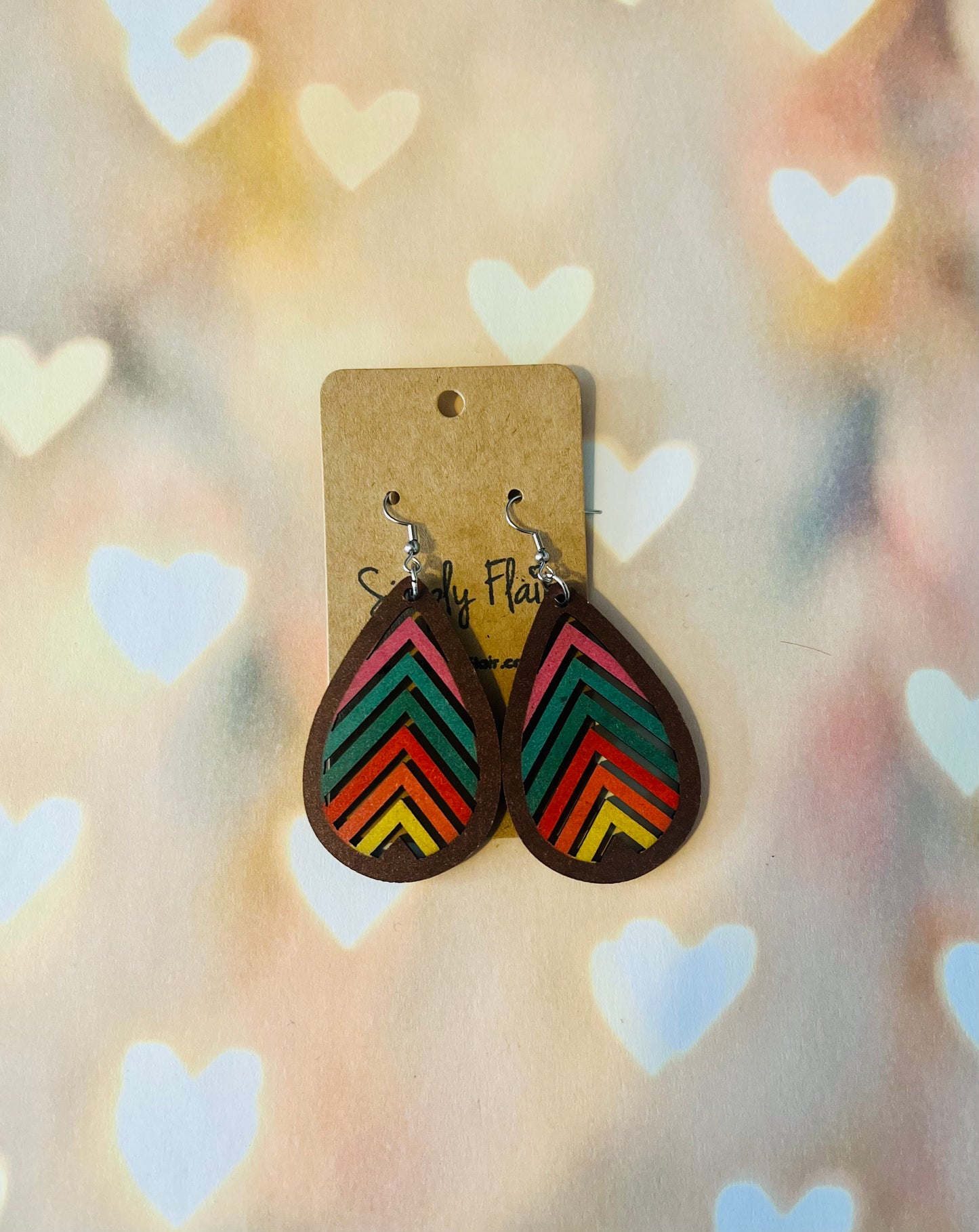 Wood Color Block Earrings