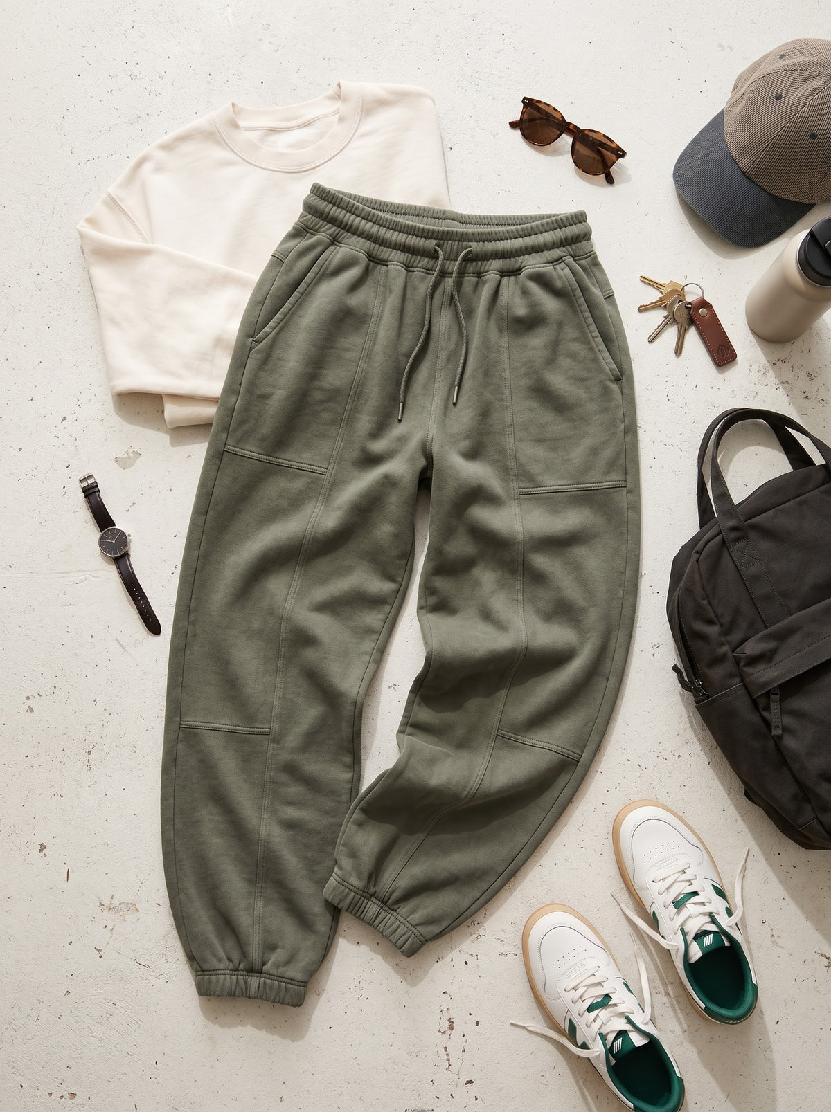Olive Grove Barrel-Leg Joggers
