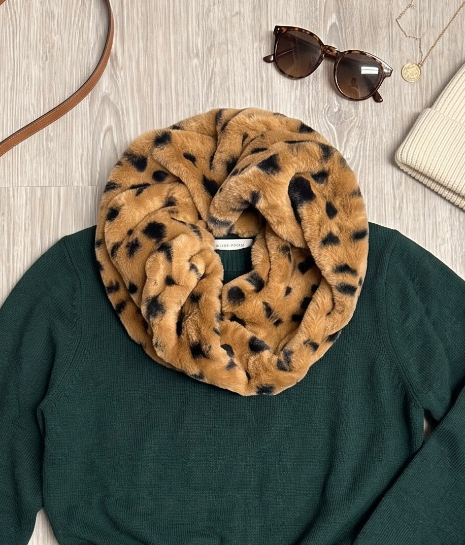 The Wildwood Faux Fur Cheetah Scarf