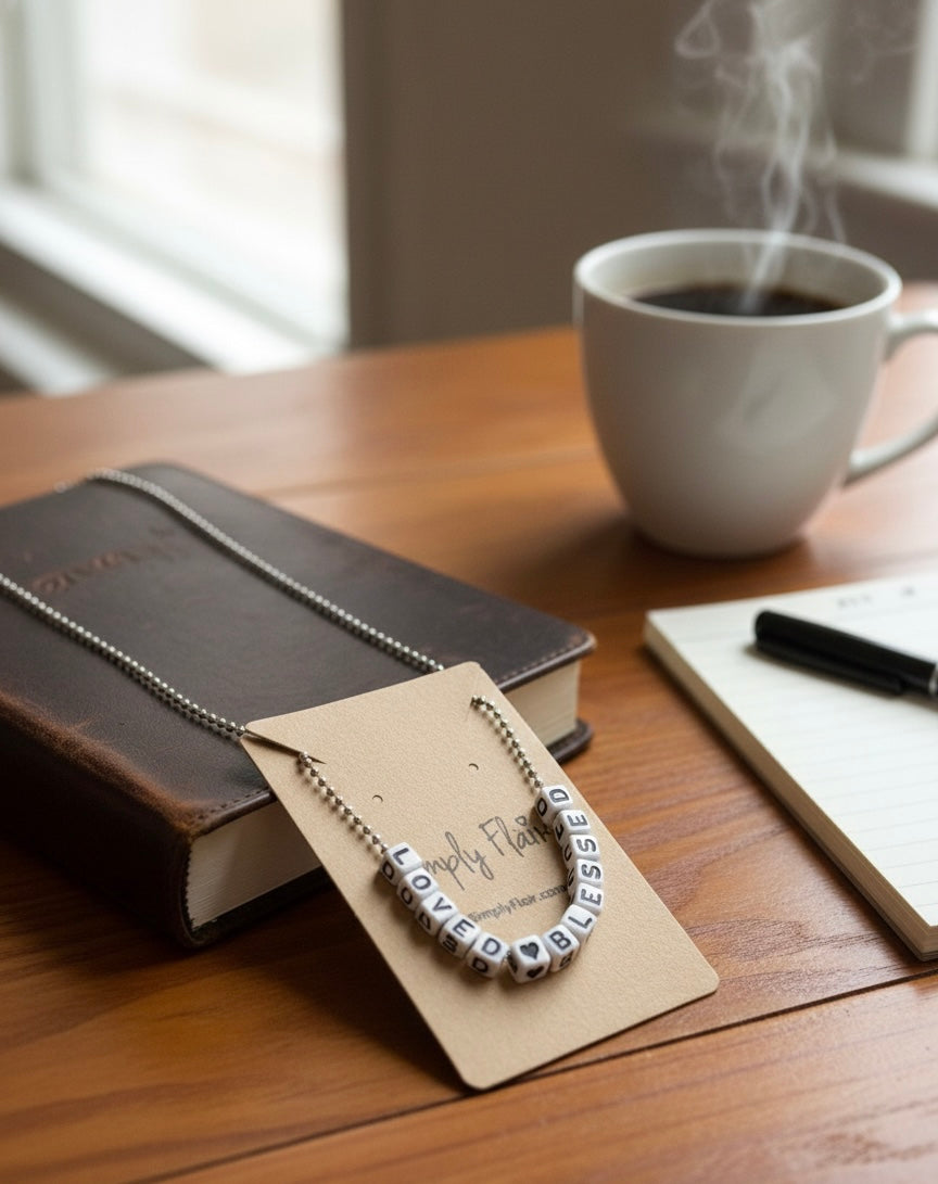 “LOVED❤️BLESSED” Alphabet Cube Necklace