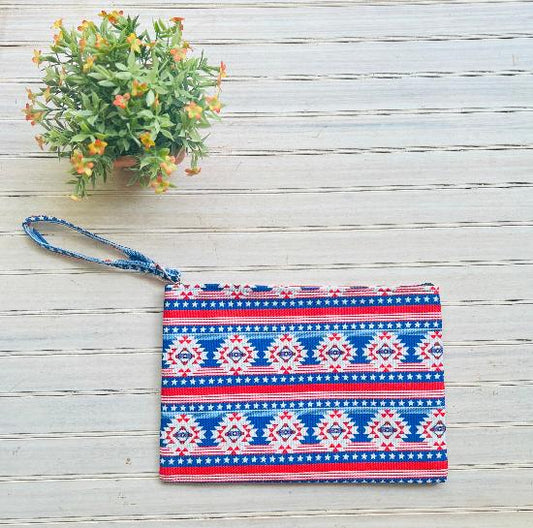 Patriotic Stars & Stripes Wristlet Pouch