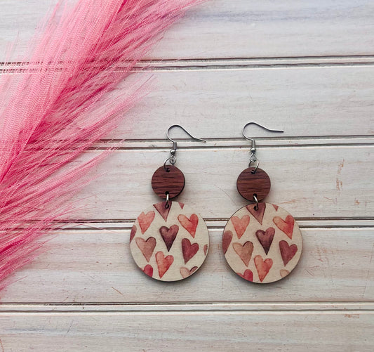 Wood Heart Earrings