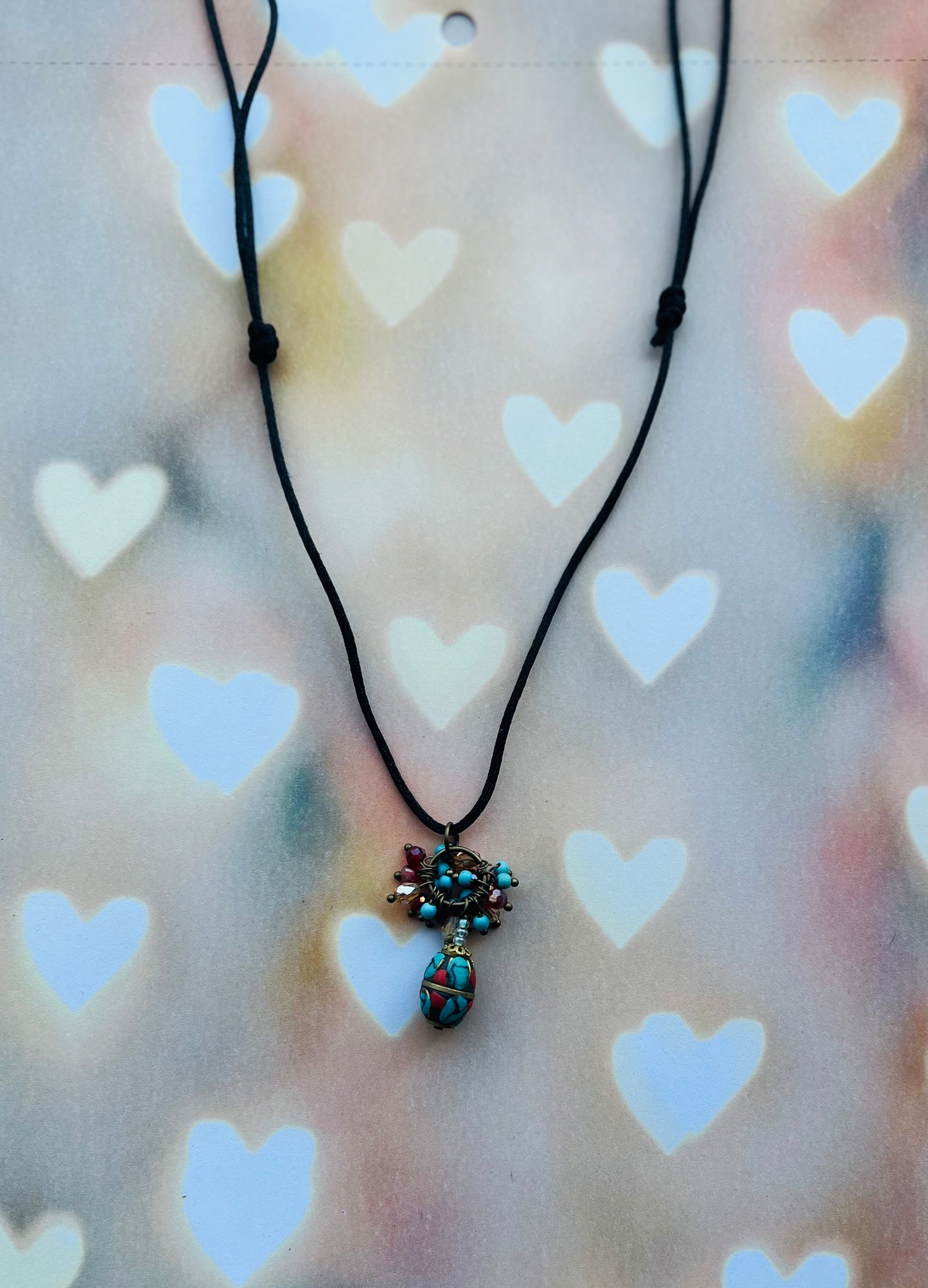 Turquoise & Coral Pendant Necklace