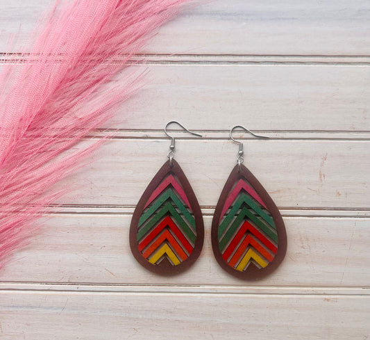 Wood Color Block Earrings