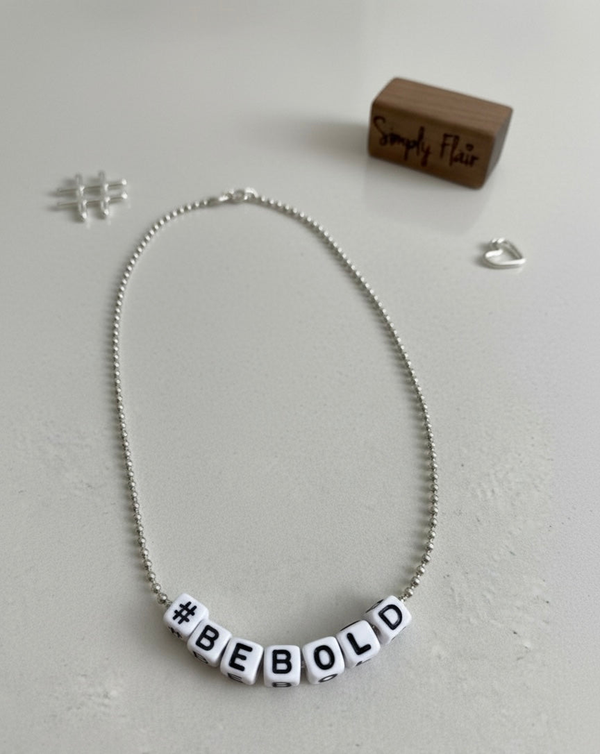 “#BEBOLD” Hashtag Alphabet Letter Necklace