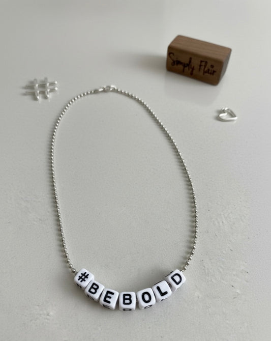 “#BEBOLD” Hashtag Alphabet Letter Necklace