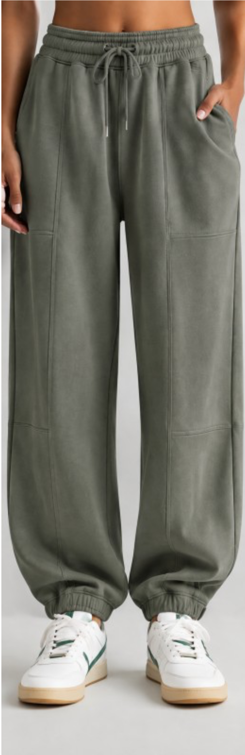 Olive Grove Barrel-Leg Joggers