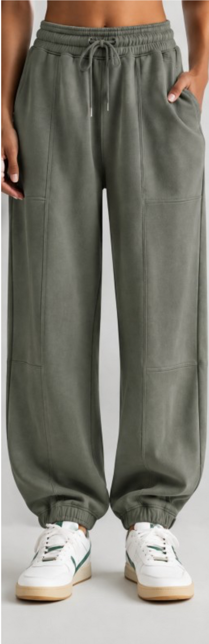 Olive Grove Barrel-Leg Joggers
